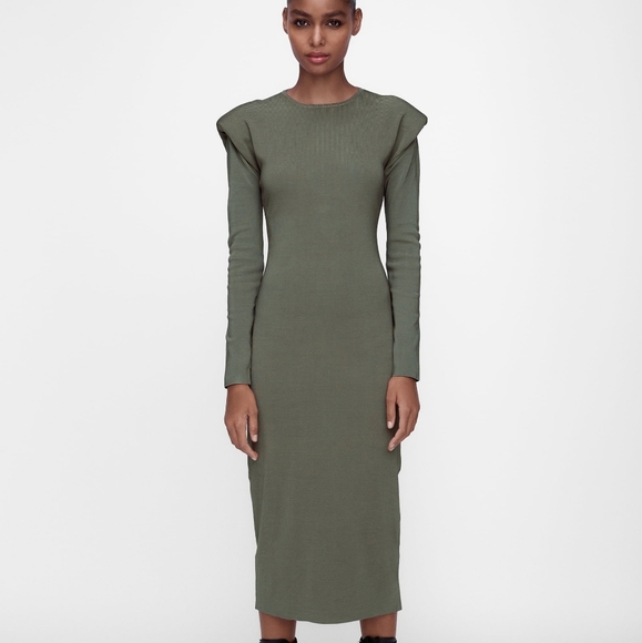NWT ZARA WOMAN | Shoulder Pad Open Back Knit Dress - Picture 8 of 16